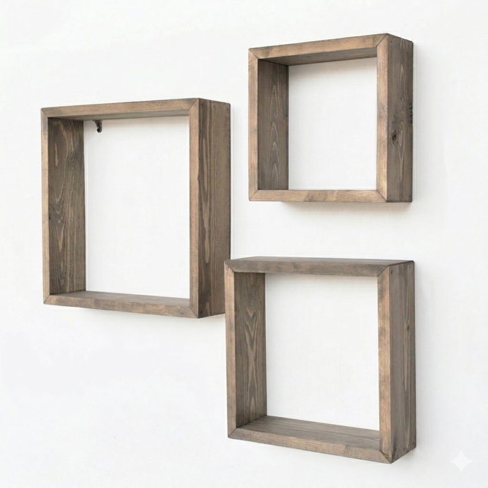 Hanah Home R-Raf349 Conjunto de 3 Estantes de Madera Maciza